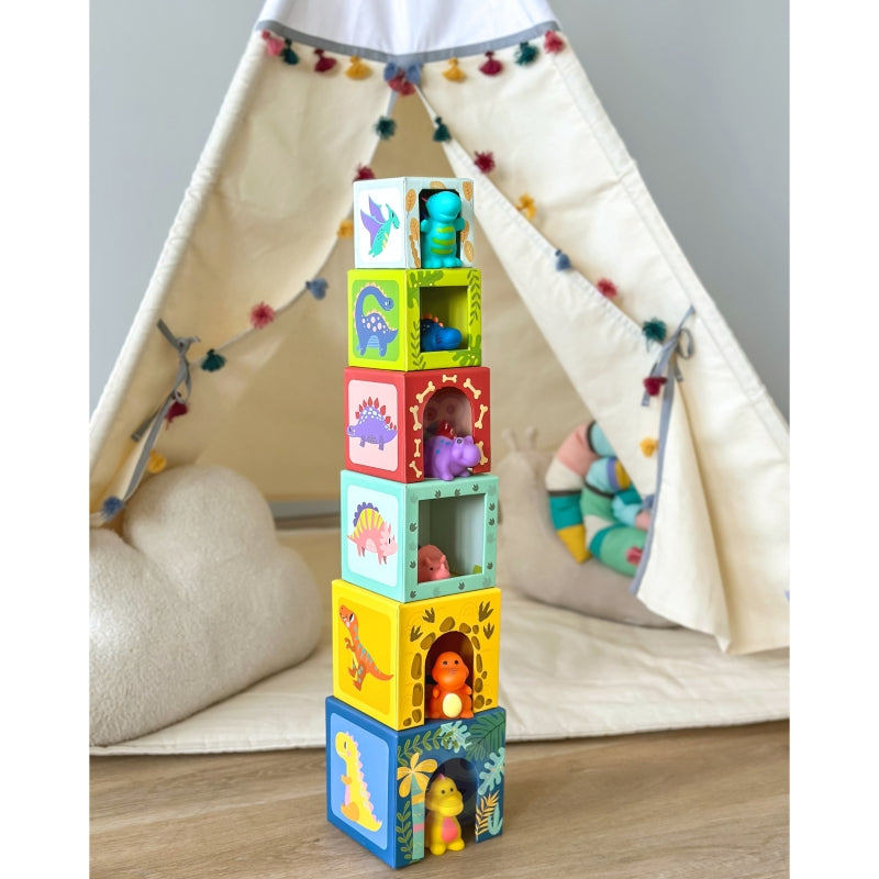 TOOKY TOY Houten Bouwblokken Educatieve Puzzel + 6 Speelfiguren