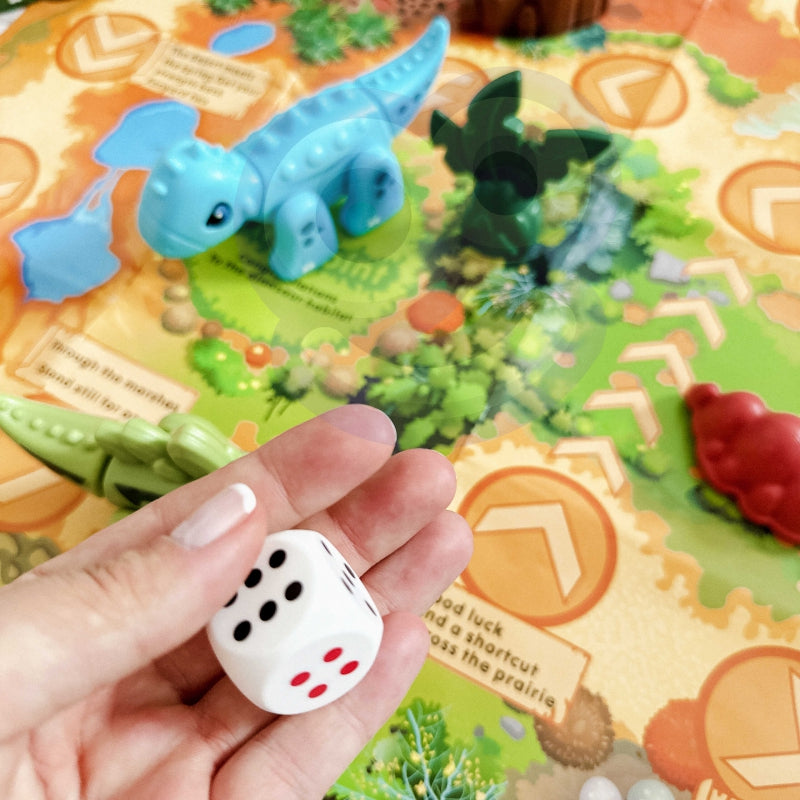 WOOPIE Bouwset 2-in-1 Bordspel Dinosaurussen + Dobbelsteen 46 stuks