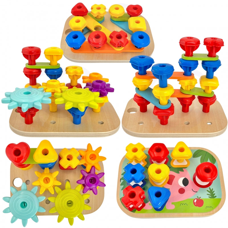 WOOPIE GREEN houten 12-in-1 baby Bouwdoos - Zintuigspeelgoed - Motorisch Montessori speelgoed