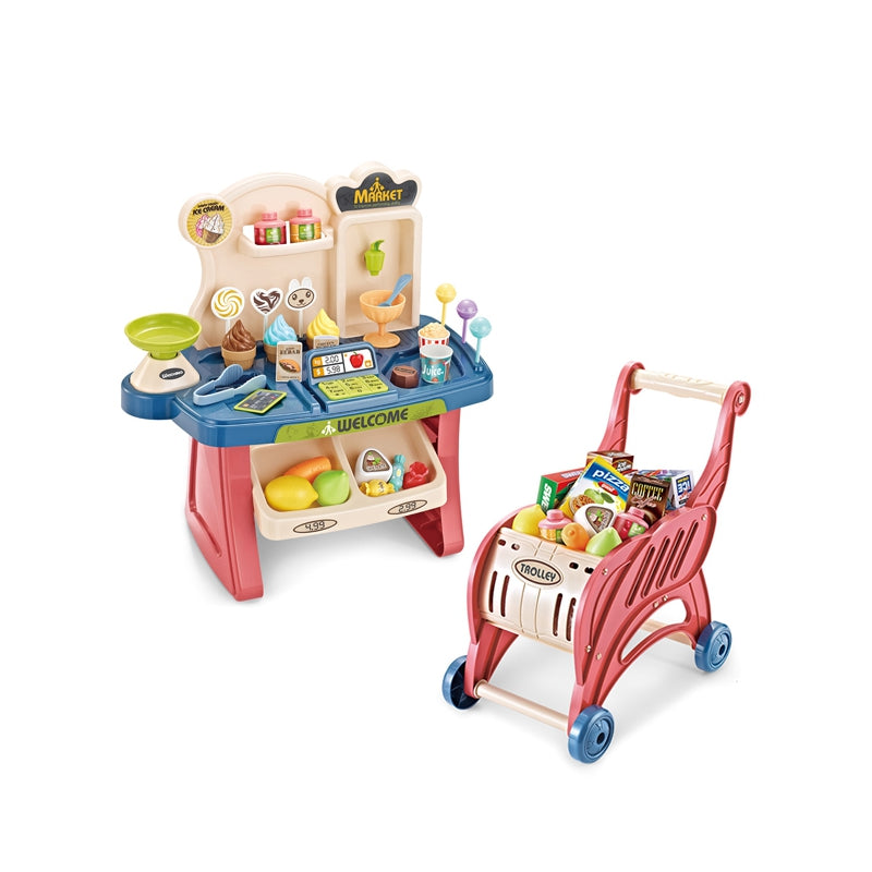 WOOPIE Speelgoed Supermarkt Winkelwagen inclusief 40 Accessoires