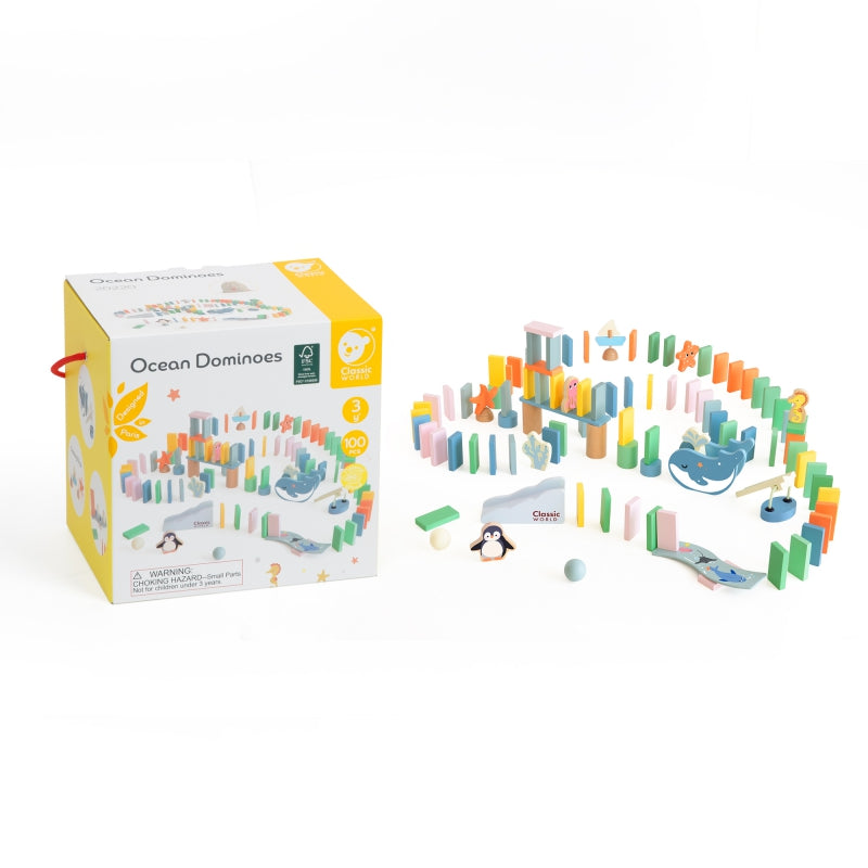 CLASSIC WORLD Houten Domino set - 100 stuks