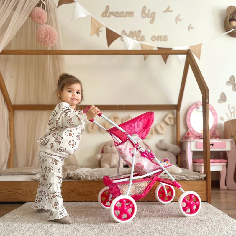 WOOPIE Poppenwagen met Bloemenprint