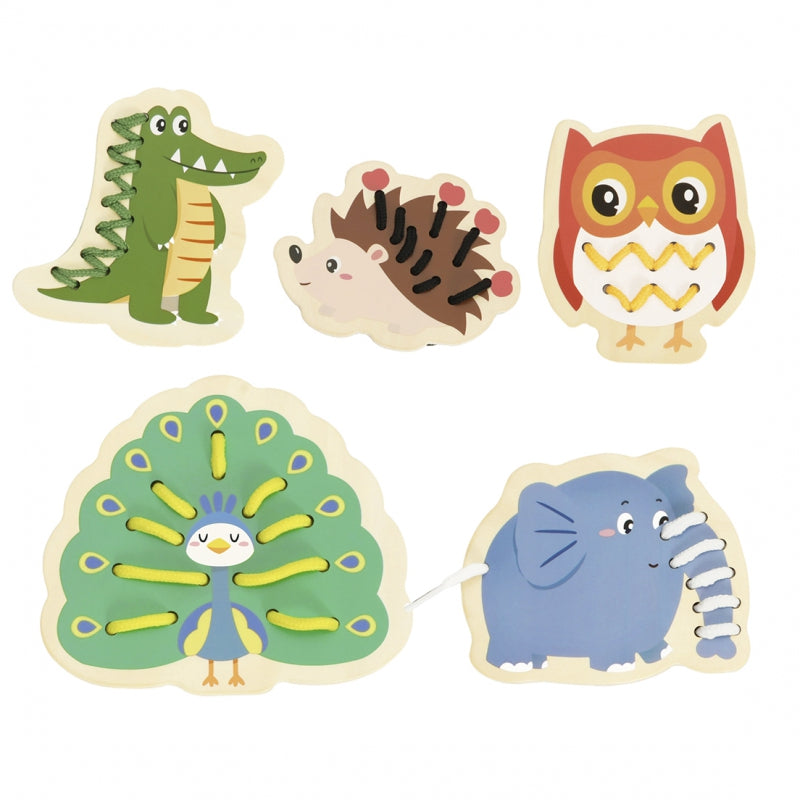 CLASSIC WORLD Houten Dieren Rijg- en Vlechtspel Dieren 10 stuks