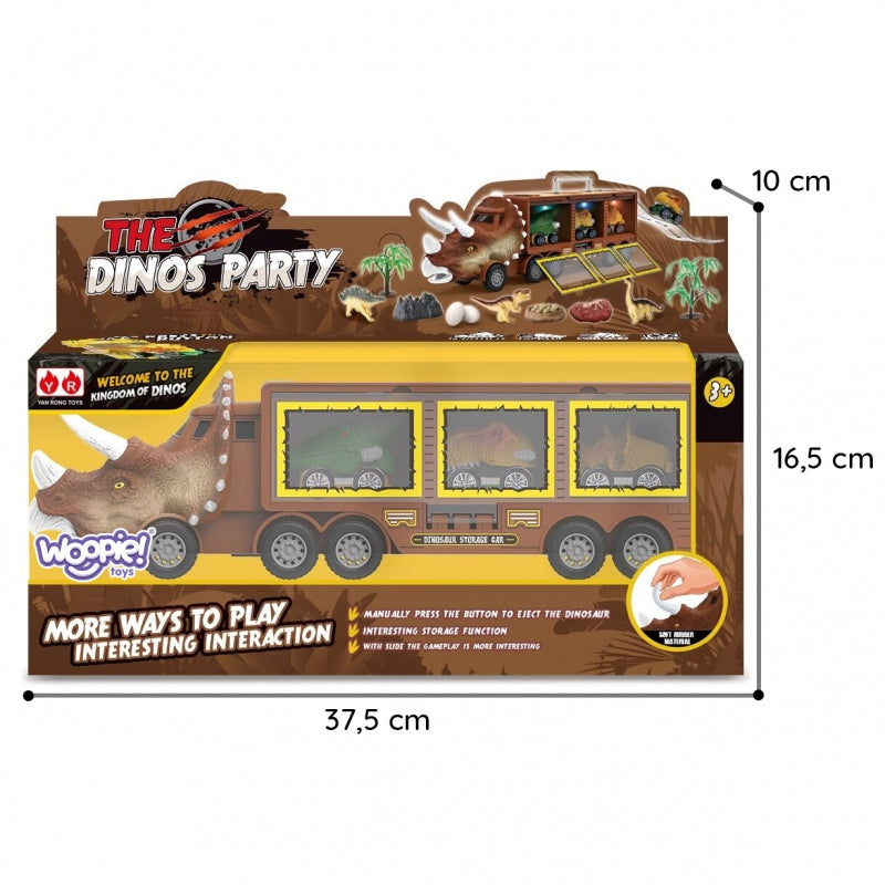 WOOPIE Speelgoed Vrachtwagen Dinosaurus met Autootjes 15 stuks