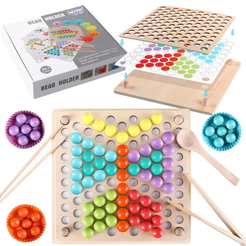 WOOPIE Gekleurde Balletjes Puzzel - Telraam - Mozaïek Sorteerder - Montessori Speelgoed