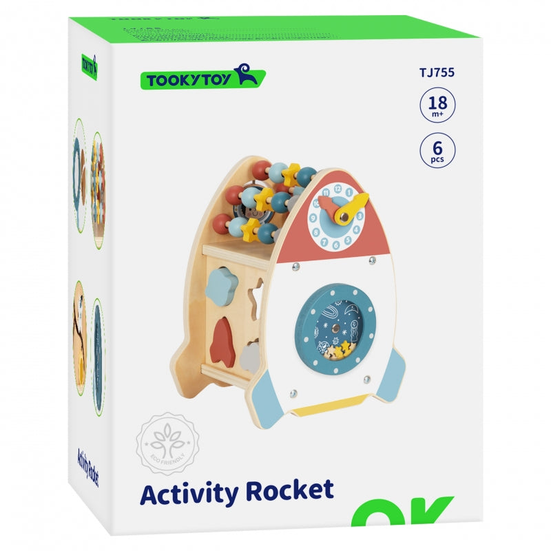 TOOKY TOY Ruimteraket Activiteitensorteerder Houten Doolhof