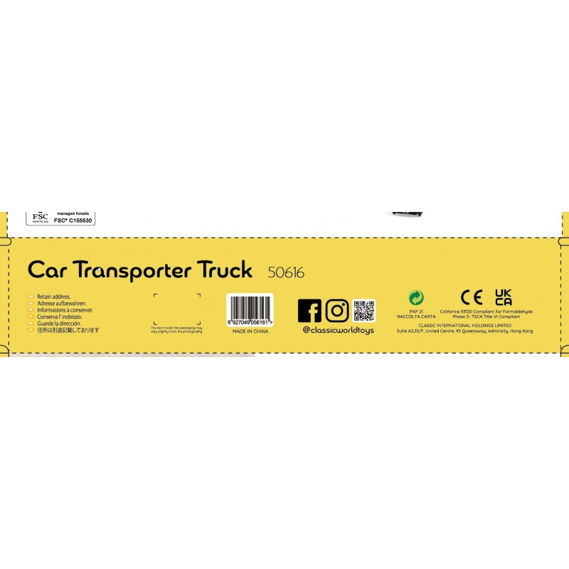 CLASSIC WORLD Houten Wegtransportwagen set met 3 auto’s, thema Wegenwacht