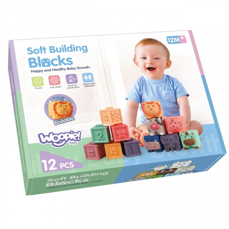 WOOPIE BABY Sensorische Blokken Puzzel om in te Knijpen met Geluid - Rekenen – 12-delig