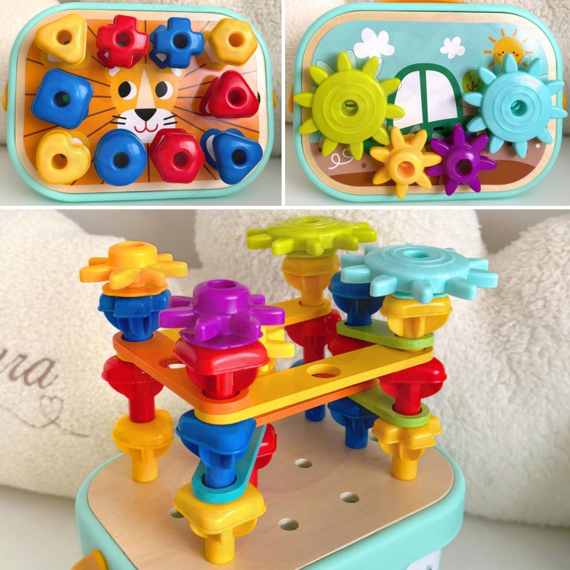 WOOPIE GREEN houten 12-in-1 baby Bouwdoos - Zintuigspeelgoed - Motorisch Montessori speelgoed