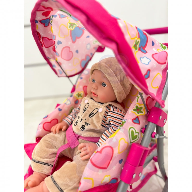 WOOPIE Kinderwagen Poppenwagen Hartjes Gekleurd