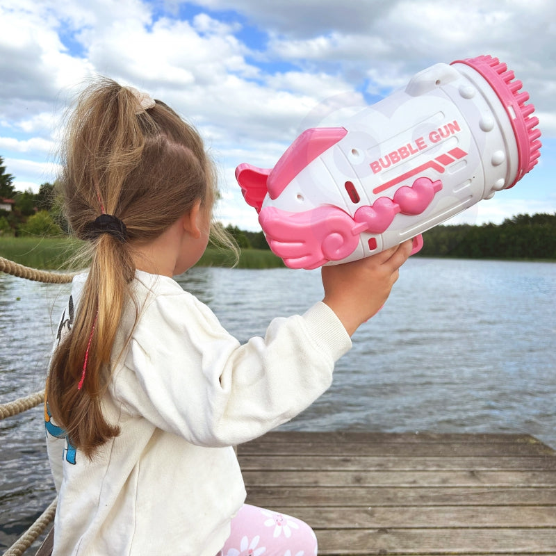 WOOPIE Bubble Gun, Bellenblaasmachine pistool met 91 Openingen, Roze