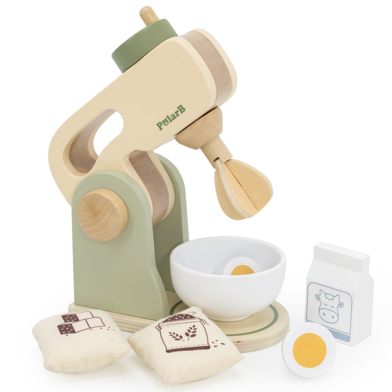VIGA Houten speelgoed Keukenmixer Groen + Accessoires