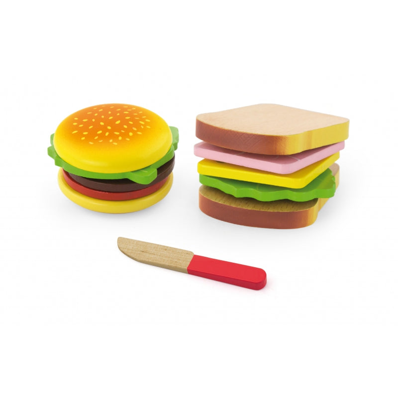 Viga Speelgoed Hamburger- en Sandwich snij set