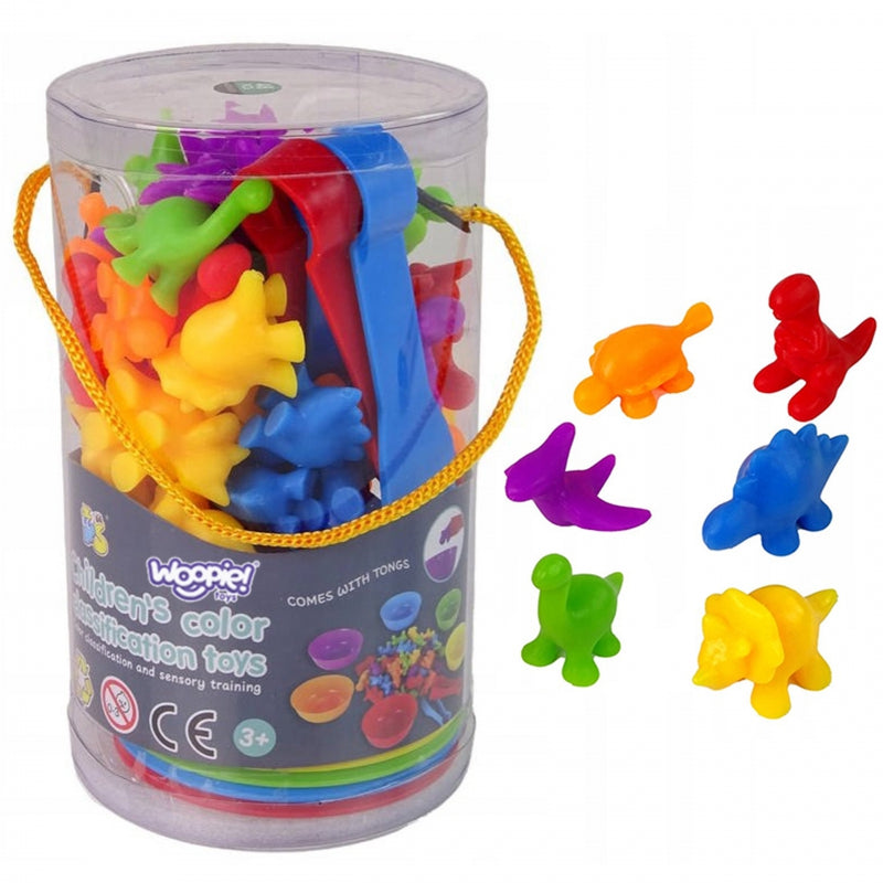 WOOPIE Educatief Montessori Kleuren Sorteer spel - Dino's - 56 stuks