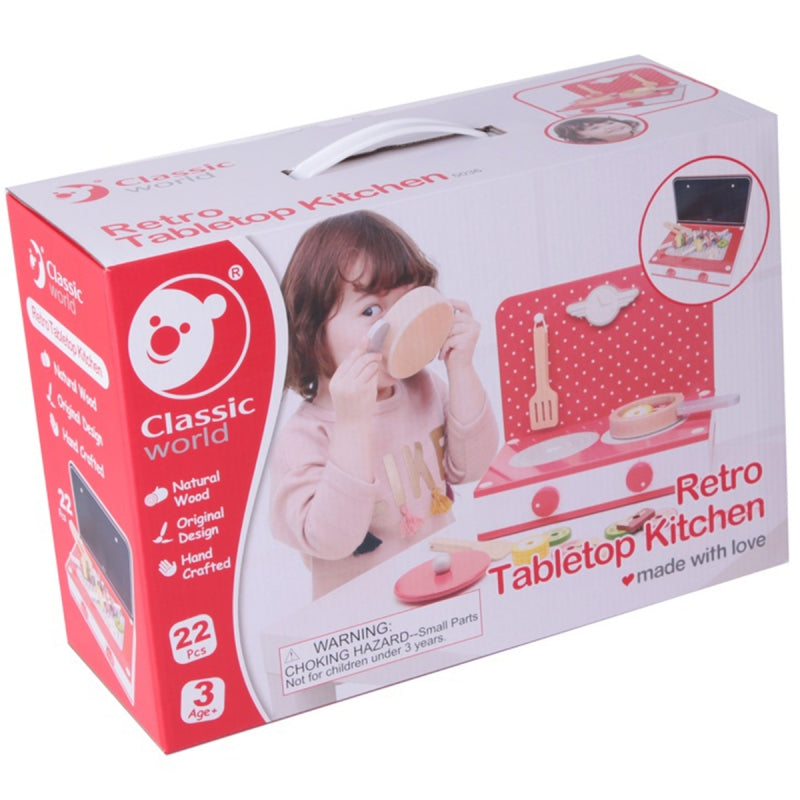 CLASSIC WORLD Houten Keuken 2in1 Grill + Kinderfornuis - 22 stuks