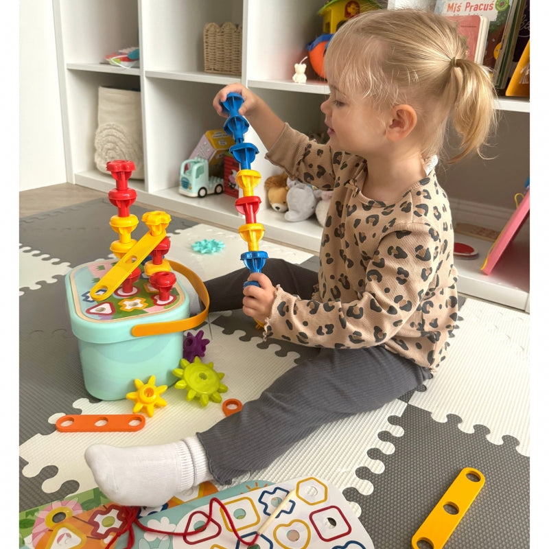 WOOPIE GREEN houten 12-in-1 baby Bouwdoos - Zintuigspeelgoed - Motorisch Montessori speelgoed