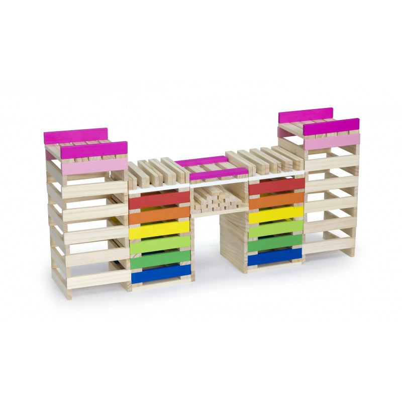 VIGA Houten Gebouwen Bouwstenen 250 stuks