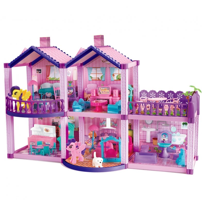 WOOPIE XL Speelgoed Poppenhuis - Roze en Paars - 120 stuks - Poppenhuizen