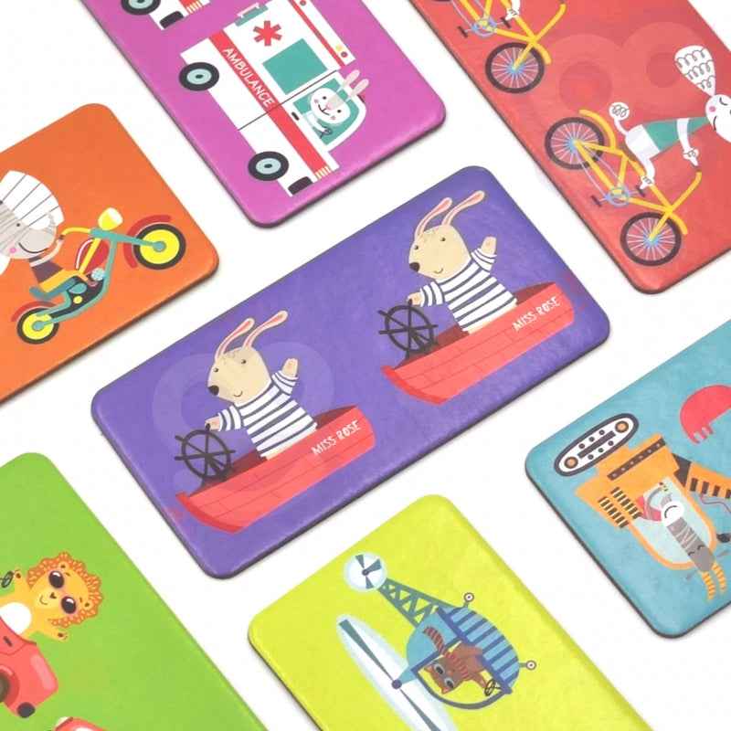 WOOPIE Dominospelset Transport Dieren Schuifpuzzels voor kinderen