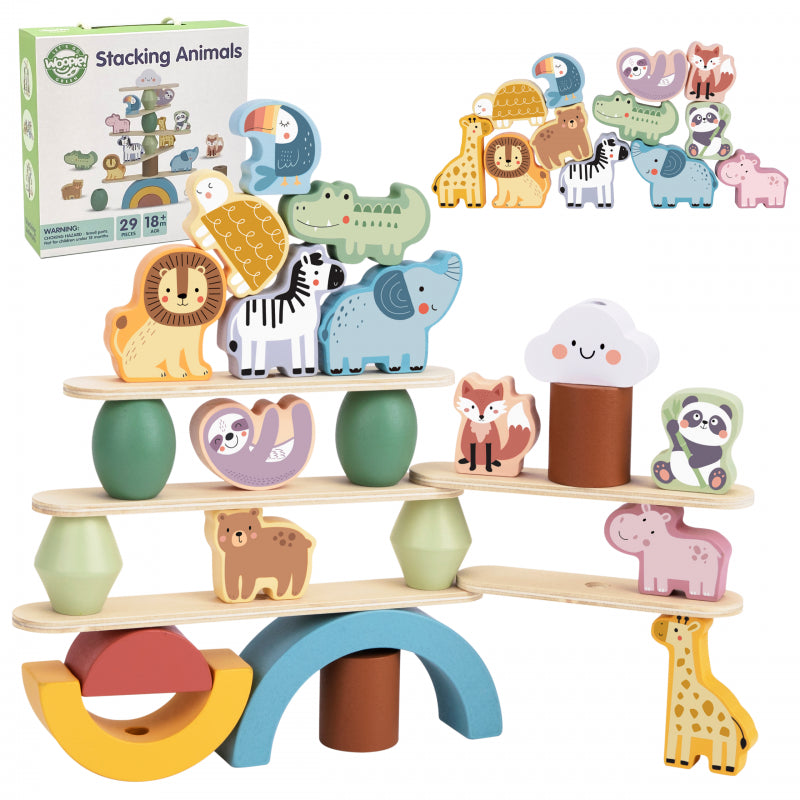WOOPIE GREEN Houten Dieren Balance Stapelspel - FSC gercertificeerd
