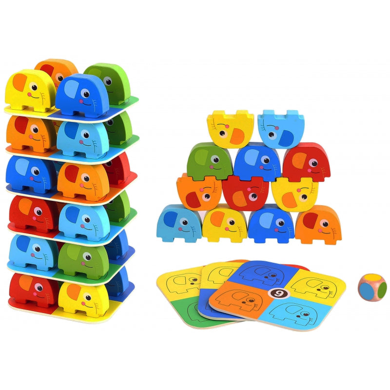 WOOPIE GREEN Olifant op Olifant Jenga puzzel - Behendigheidsspel - Jenga - FSC Gecertificeerd