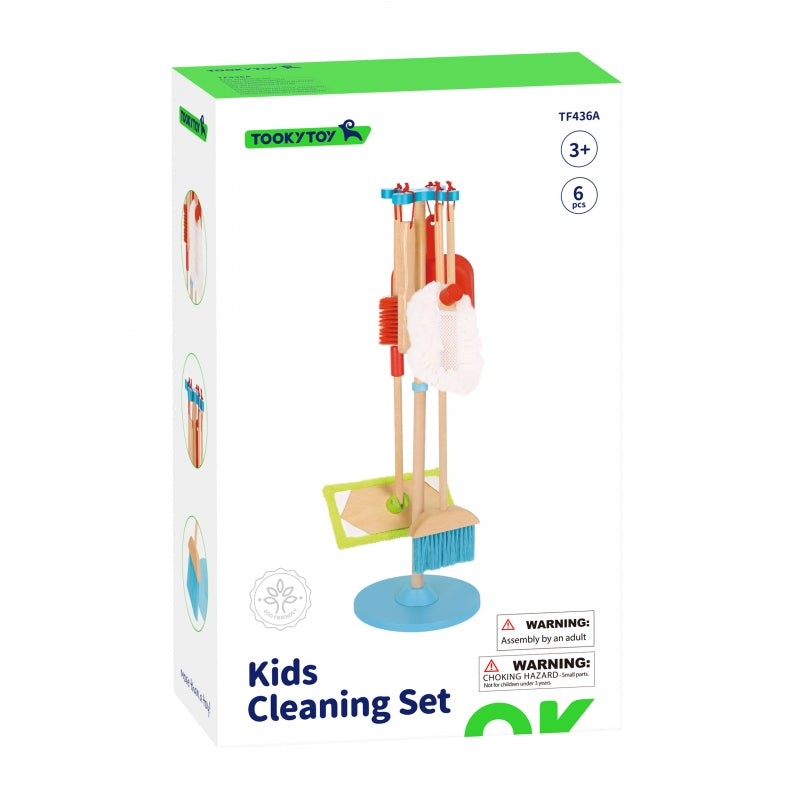 TOOKY TOY Houten Speelgoed Schoonmaak set - Opruimset voor Kinderen 6 stuks