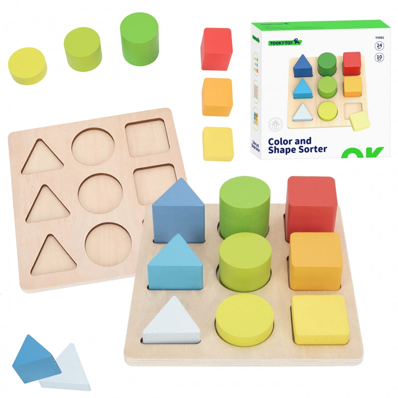 TOOKY TOY Educatief houten Puzzelspel - Geometrische Figuren