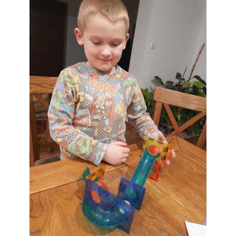 WOOPIE Magnetische Bouwstenen Lichtgevende Kogelsbaan, Knikkerbaan 49 stuks