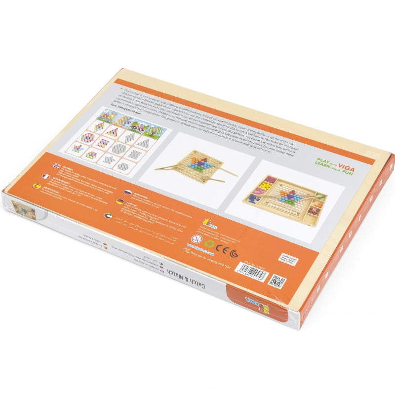 VIGA Houten Kralenspel "Pak en Match", Montessori Puzzel