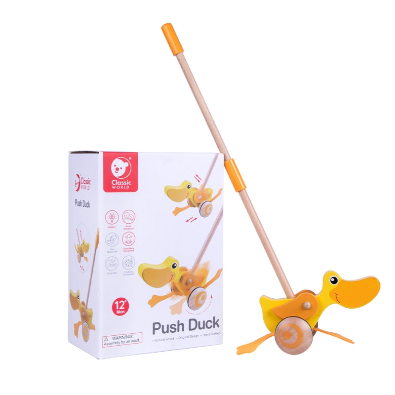 CLASSIC WORLD Houten Duwspeelgoed Eendje voor Kinderen