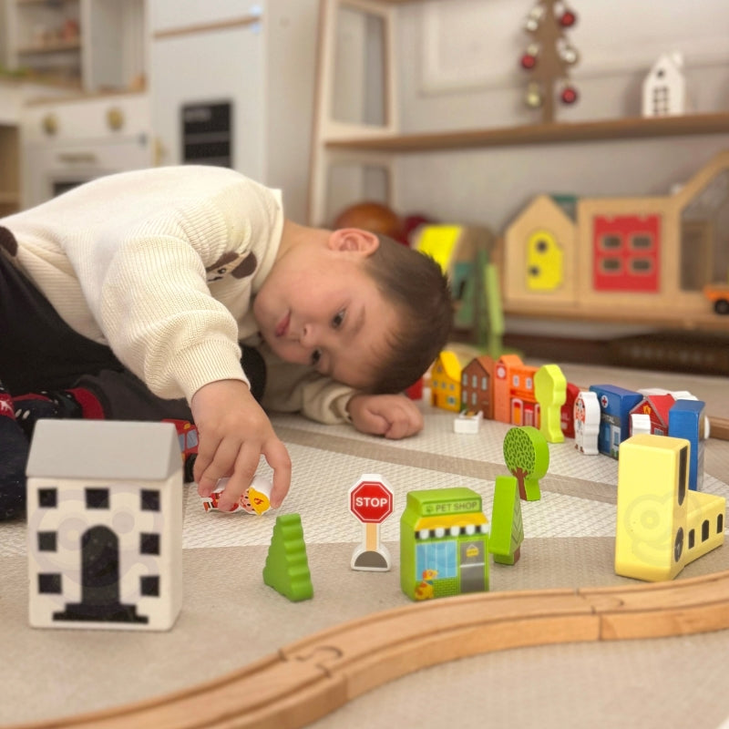 TOOKY TOY houten set met gebouwen en figuren