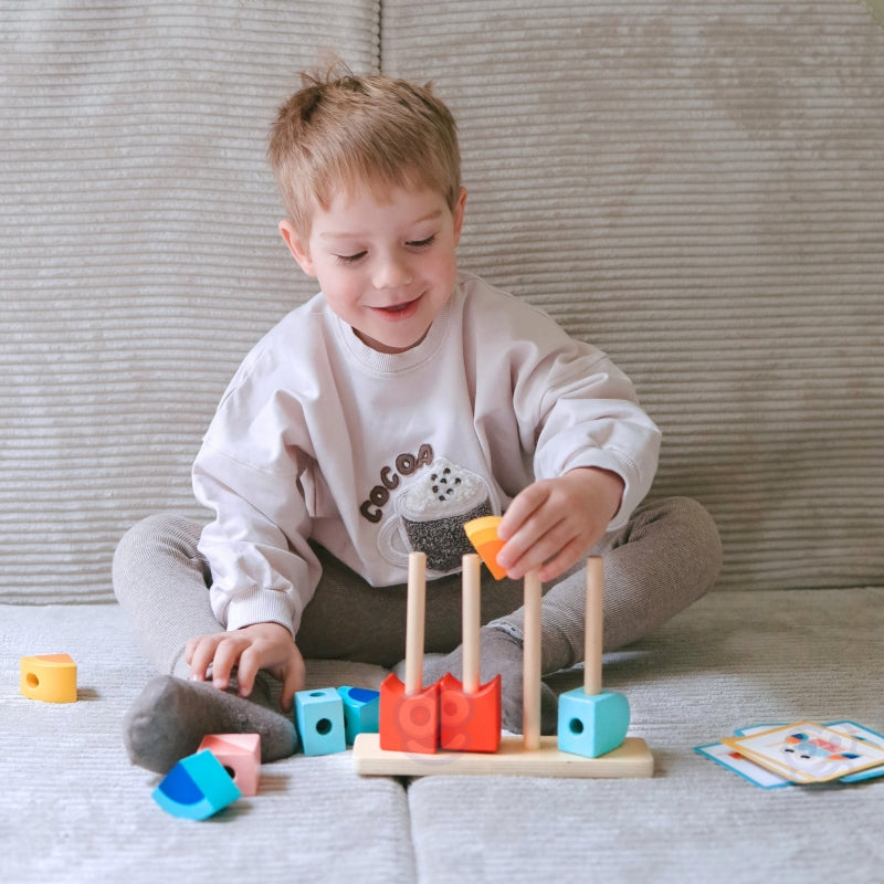 TOOKY TOY Houten Krab Stapelpuzzel, Pastel Kleur, Blokken