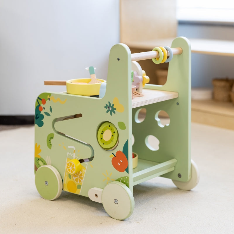 CLASSIC WORLD Houten Keuken 2 in 1 Duwwagen met Verwijderbare Wielen