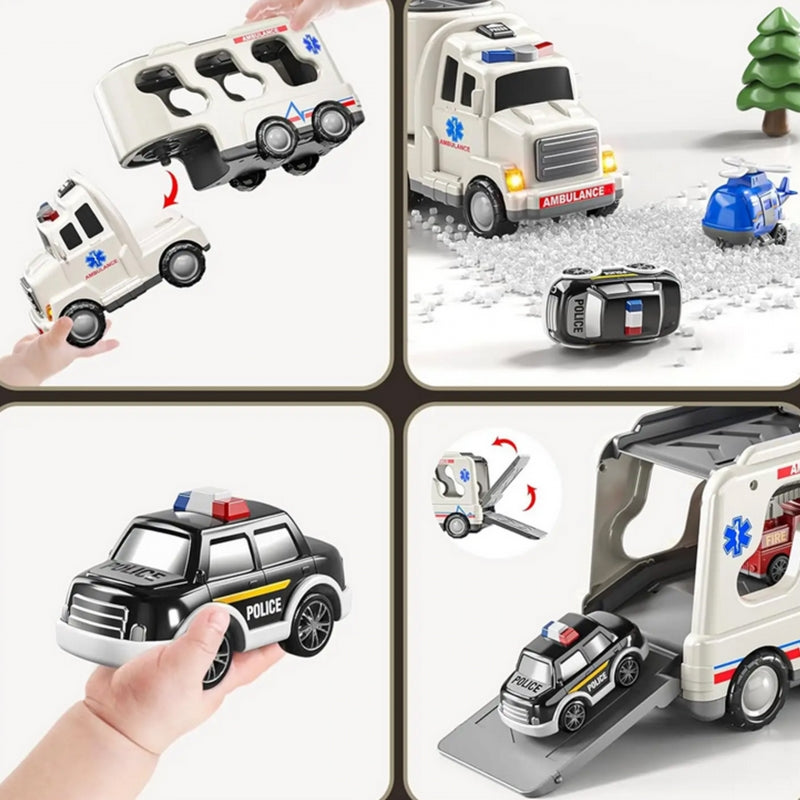 WOOPIE SpeelgoedTakelwagen met 5 Auto's Inclusief Ambulance