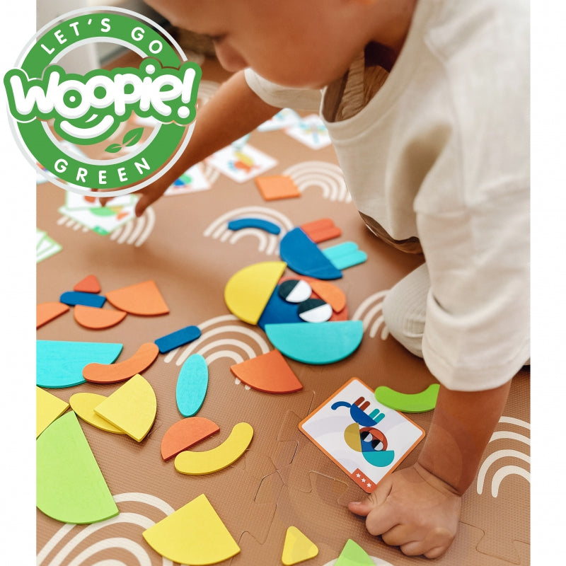 WOOPIE GREEN Houten Montessori Puzzel - 40 Patronen - 55 stuks - FSC-certificaat