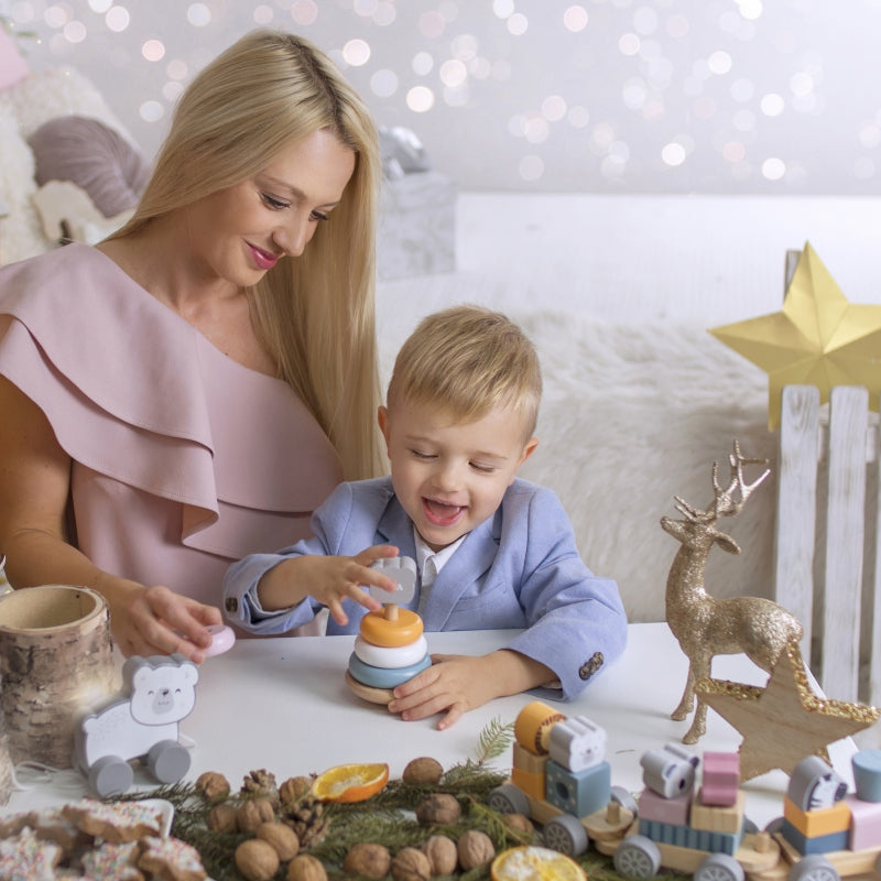 VIGA PolarB Houten Educatieve Piramide toren IJsbeer voor Baby's
