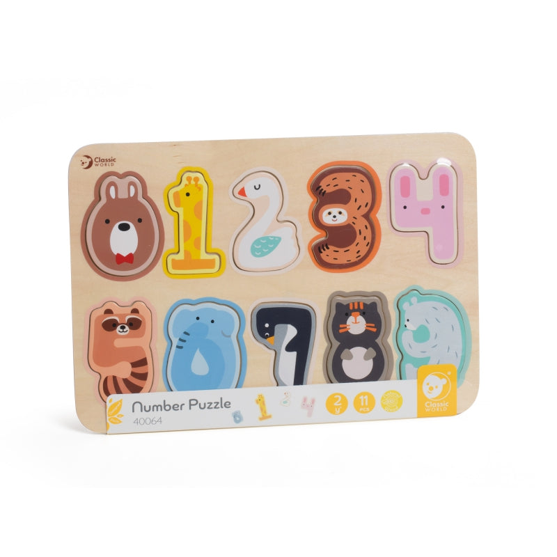 CLASSIC WORLD Houten Numerieke Getallen Puzzel - 11 stuks