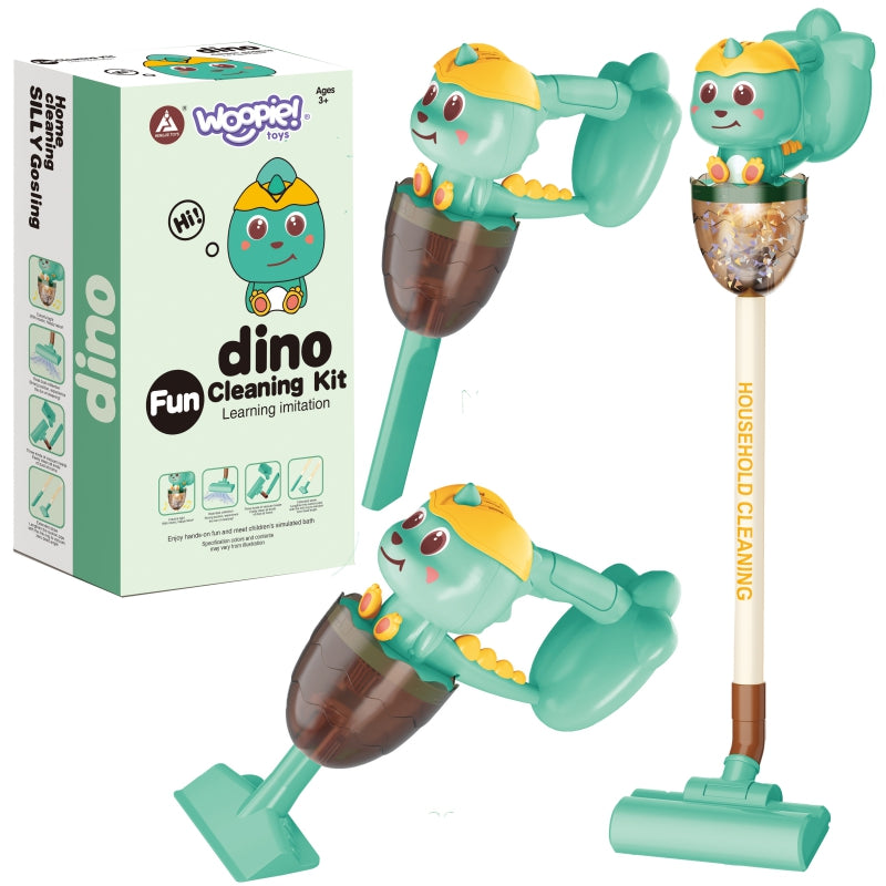 WOOPIE Interactieve speelgoed Stofzuiger - Thema Dino - Inclusief Zuigfunctie, Licht en Geluid
