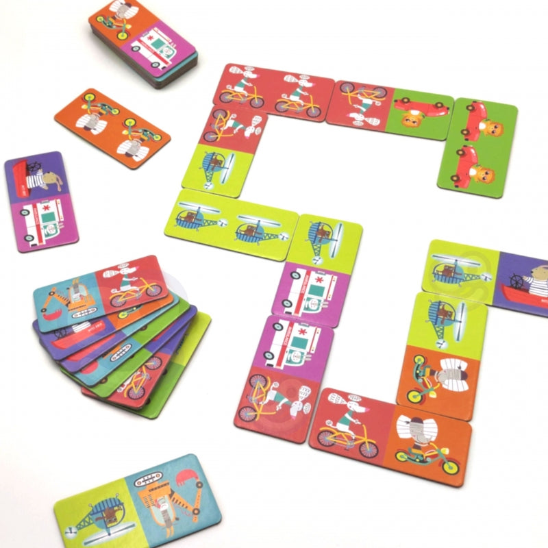 WOOPIE Dominospelset Transport Dieren Schuifpuzzels voor kinderen