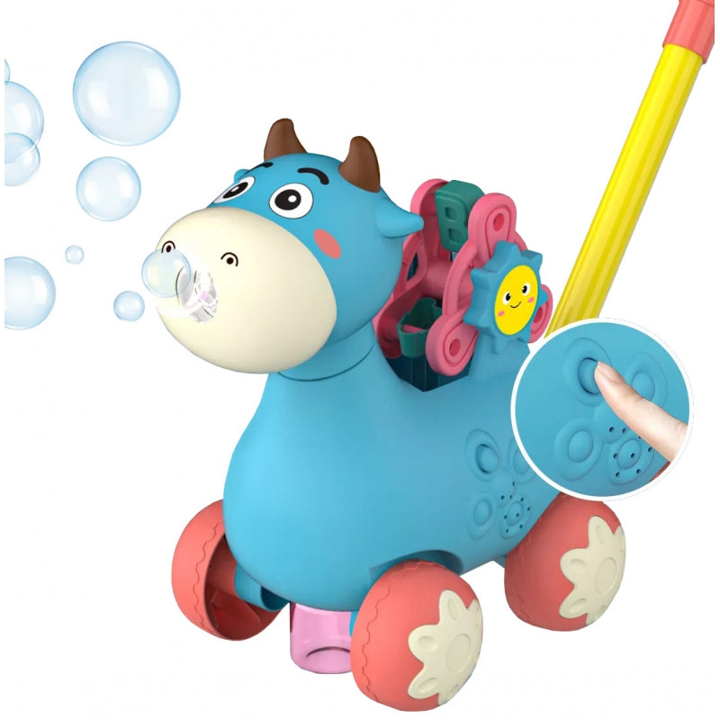 WOOPIE Duwspeeltje Koe met Geluid en Zeepbellen – Blauw