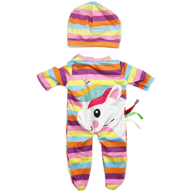 WOOPIE Poppenkledingset Romper Bodysuit Eenhoorn Hoed 43-46 cm