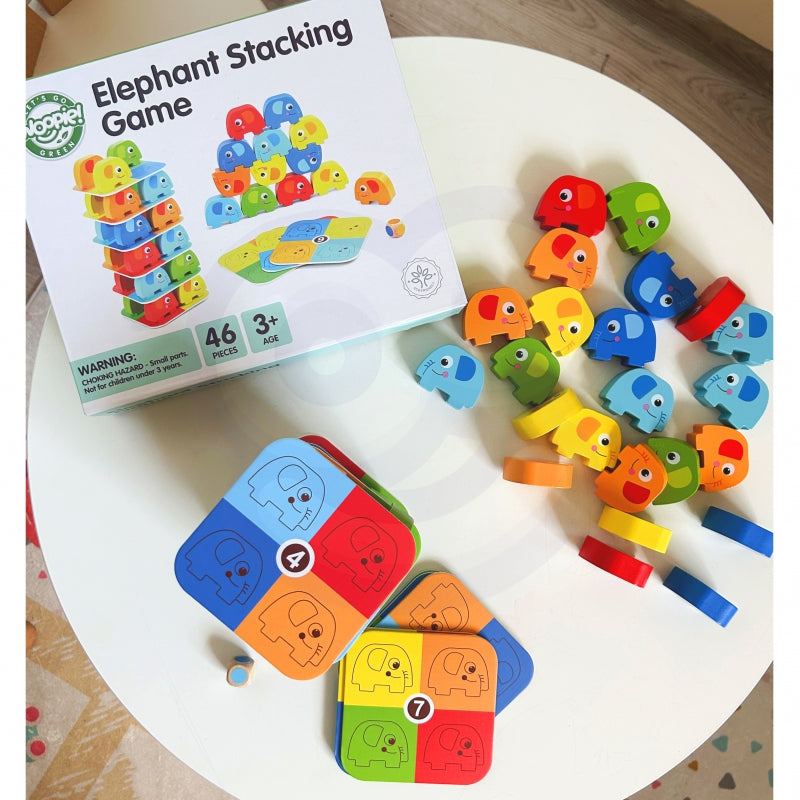 WOOPIE GREEN Olifant op Olifant Jenga puzzel - Behendigheidsspel - Jenga - FSC Gecertificeerd