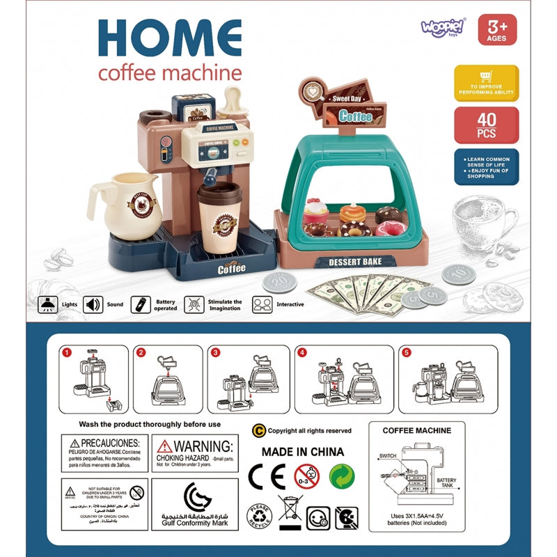 WOOPIE speelgoed Koffiebar, Koffiezetapparaat + Koekjesvitrine