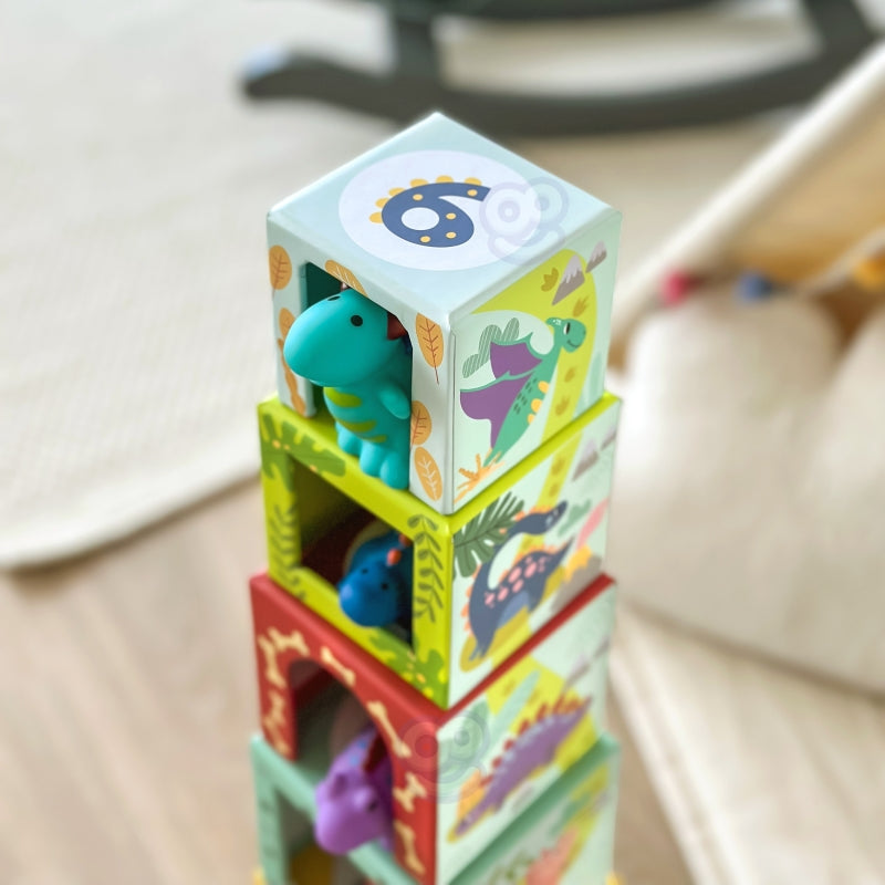 TOOKY TOY Houten Bouwblokken Educatieve Puzzel + 6 Speelfiguren