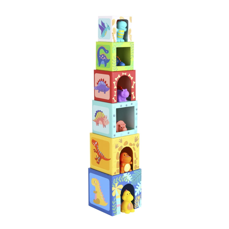 TOOKY TOY Houten Bouwblokken Educatieve Puzzel + 6 Speelfiguren