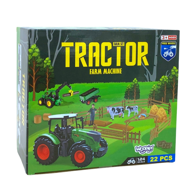 WOOPIE Speelgoed Mini Boerderij Set met Tractor, Dieren, Boerderij, Boer & Gereedschap