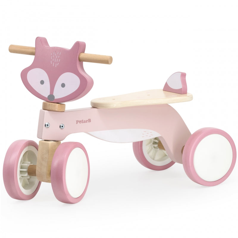 VIGA PolarB Houten Vos Loopauto met Zachte Wielen - Roze
