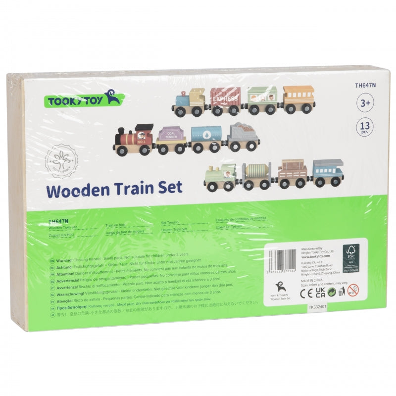 TOOKY TOY Houten Magneet Trein met Wagons