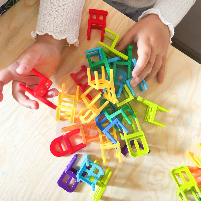 WOOPIE Behendigheidsspel Stapelbare Stoelen – Blokkenpuzzel 36-delig