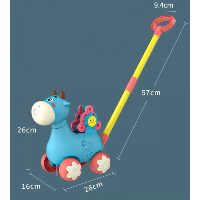 WOOPIE Duwspeeltje Koe met Geluid en Zeepbellen – Blauw